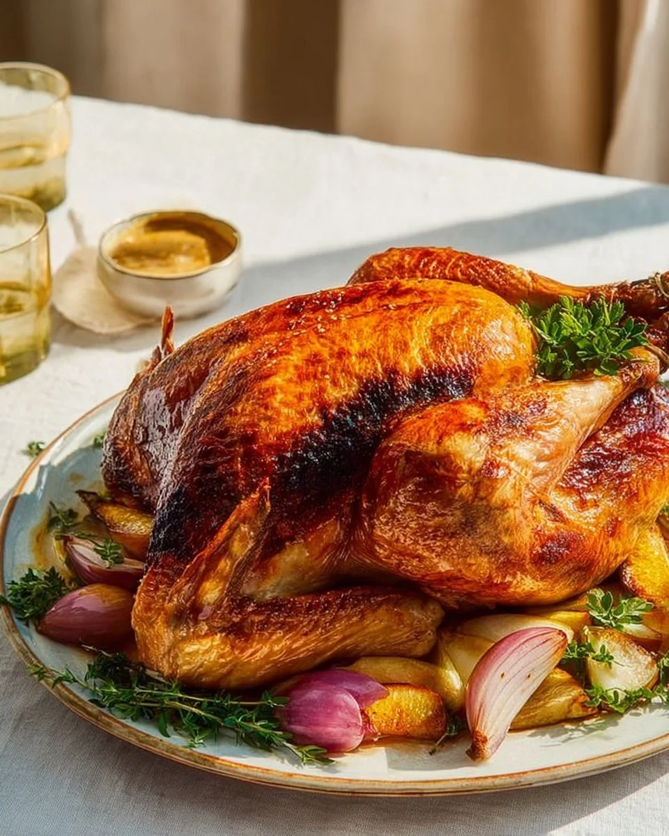 Juicy apple cider brined turkey ready for Thanksgiving feast