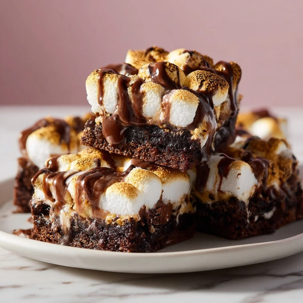 Delicious Brownie S'mores with melted chocolate and toasted marshmallows