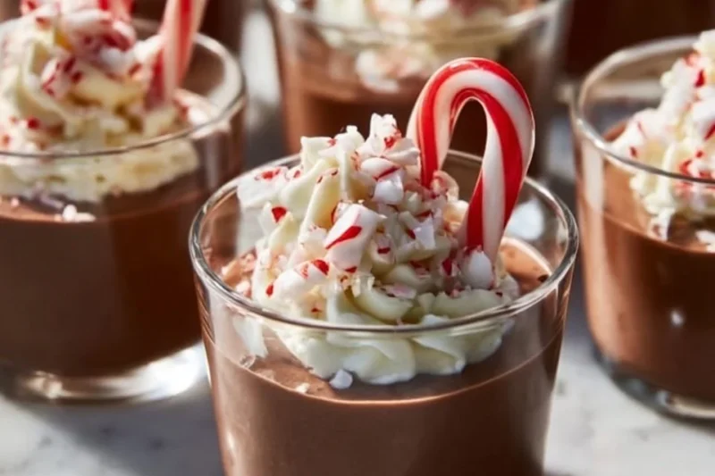 Candy Cane Chocolate Mousse Cups