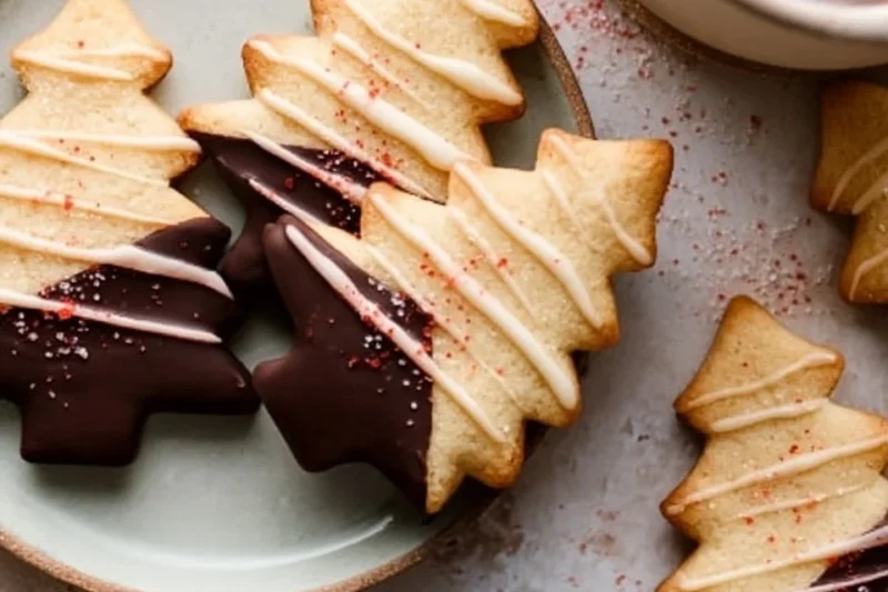 Chocolate Dipped Shortbread Trees