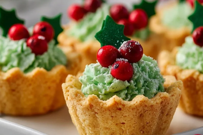 Christmas Holly Cookie Cups