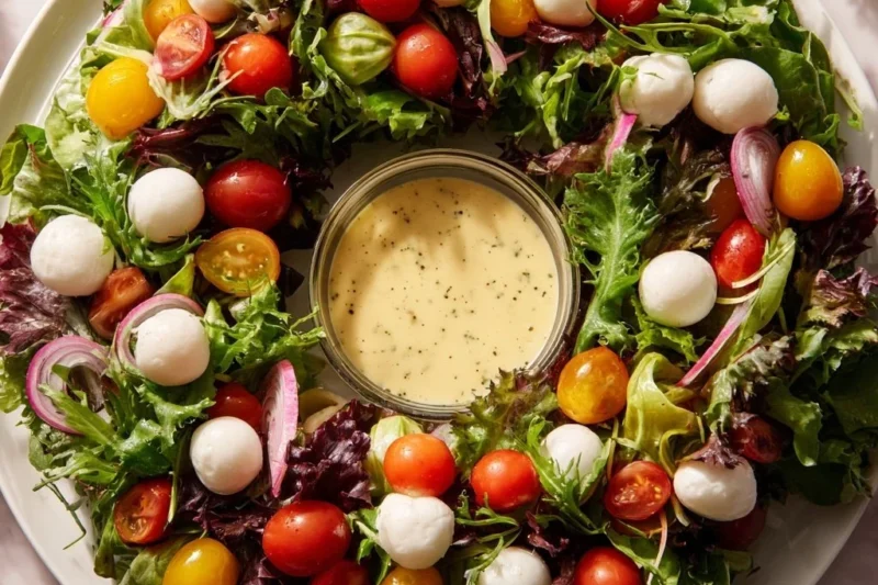 Christmas Salad Wreath with Creamy Italian Dressing
