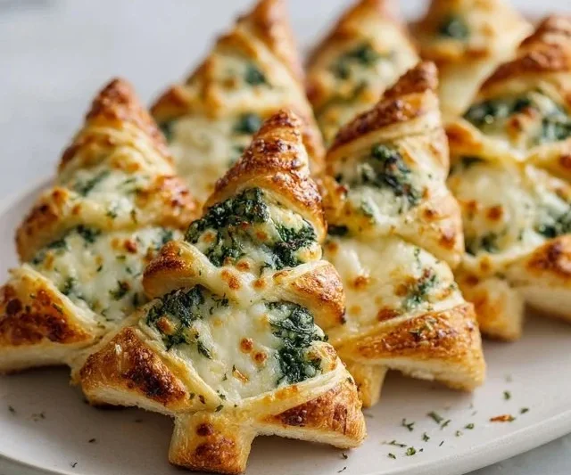 Christmas Tree Spinach Dip Breadsticks