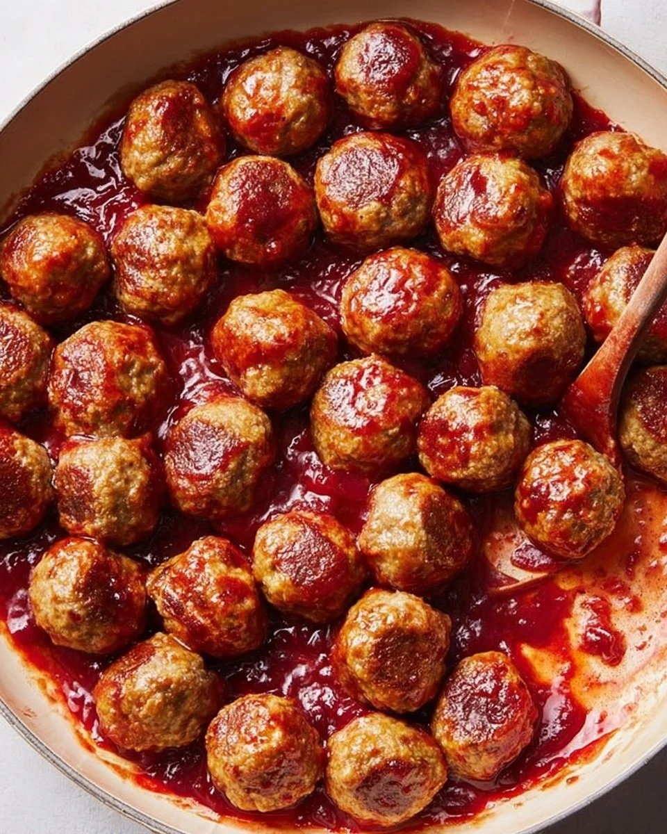 Cranberry-glazed turkey meatballs served on a plate