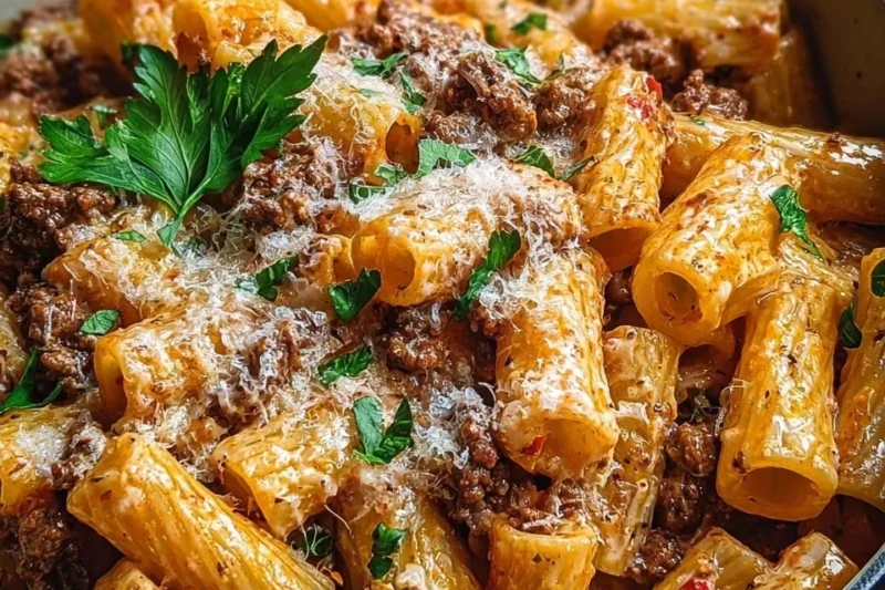 Creamy Parmesan Beef Rigatoni