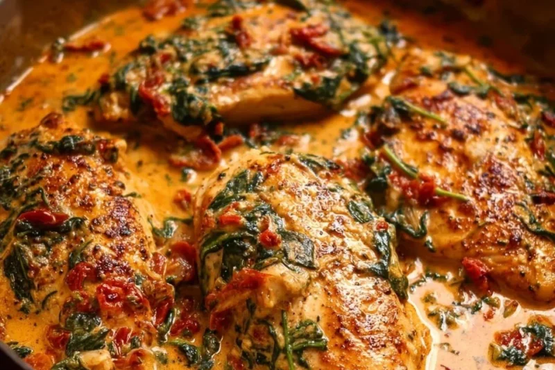 Creamy Tuscan Chicken with Spinach, Artichokes, and Sun-Dried Tomatoes
