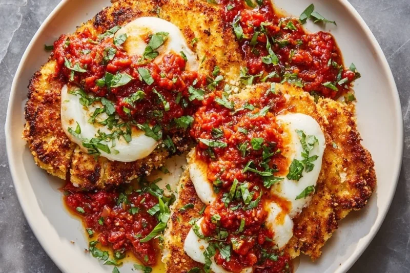 Crispy Chicken Cutlets with Marinara and Mozzarella