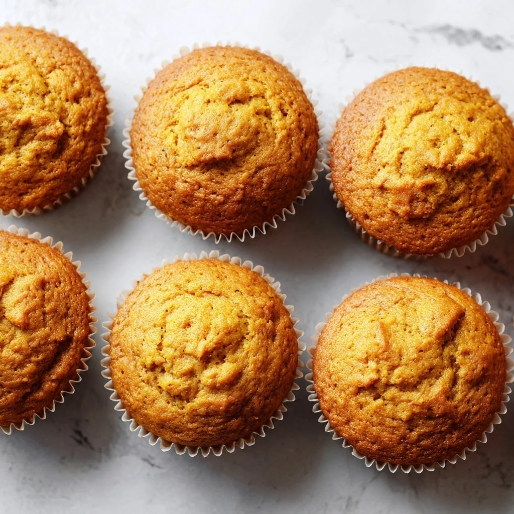 Dairy-free pumpkin muffins baked golden brown with spices and pumpkin puree