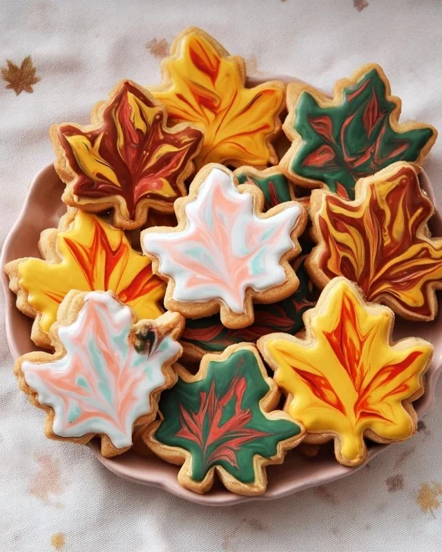 Decorated Thanksgiving sugar cookies with festive designs