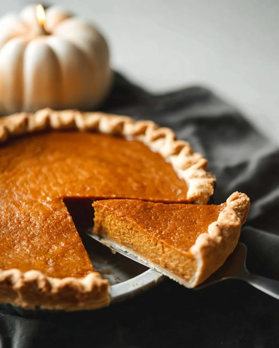 Homemade pumpkin pie on a table with whipped cream