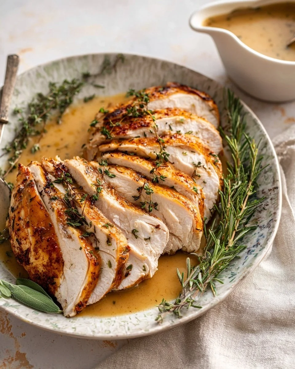 Easy roasted turkey breast with delicious gravy for festive meals