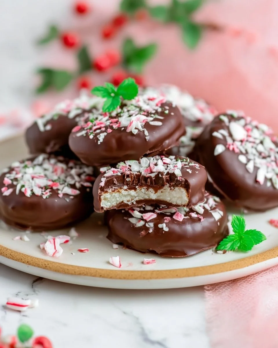 Delicious homemade peppermint patties on a plate