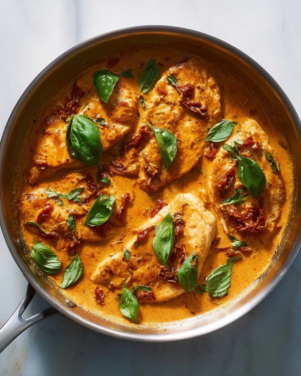 Delicious Marry Me Chicken garnished and served on a plate