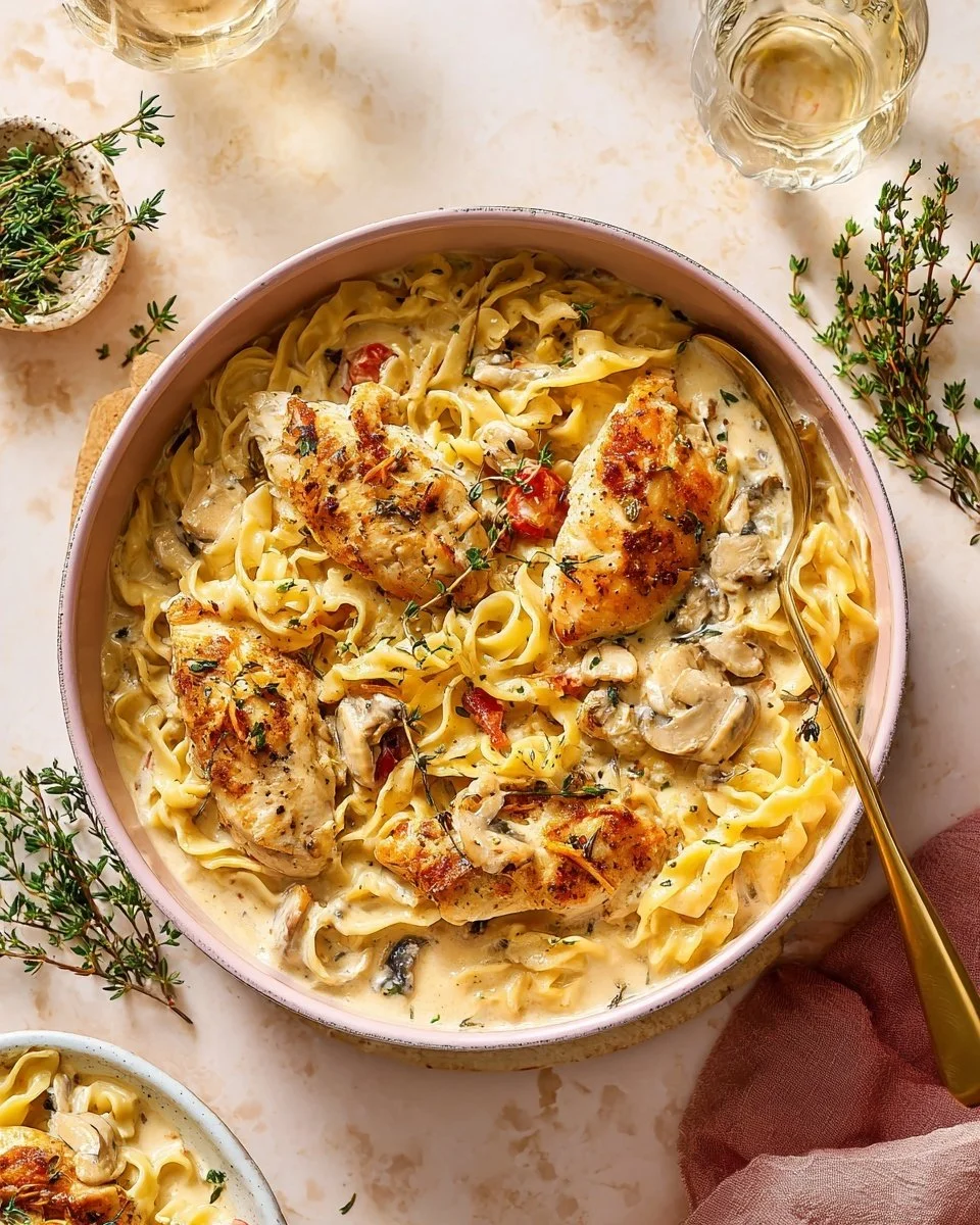 Delicious Marry Me Chicken Pasta served with fresh ingredients.