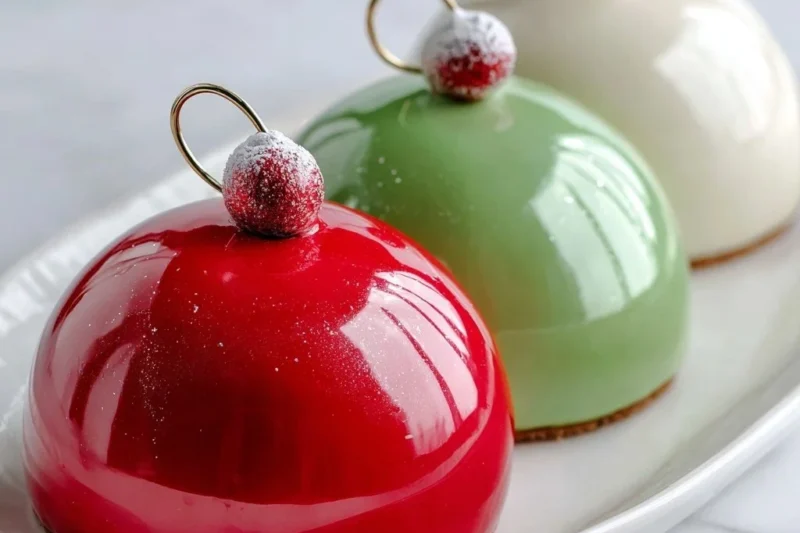 Mirror Glaze Christmas Ornament Cakes