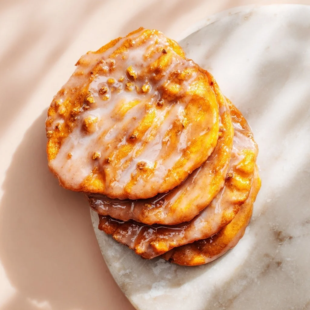 Delicious pumpkin fry bread with a rich maple glaze on a plate
