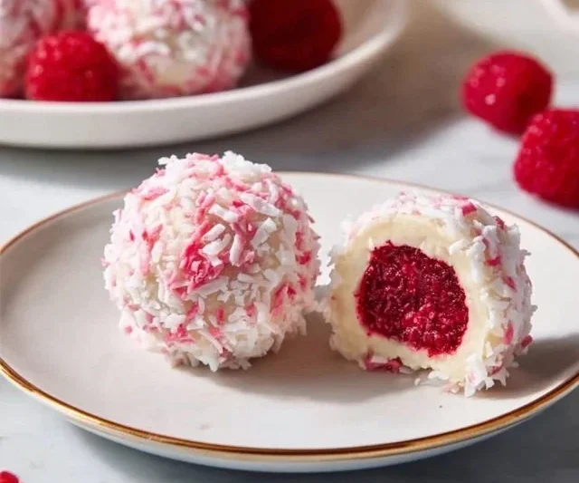 Raspberry Snowball Truffles