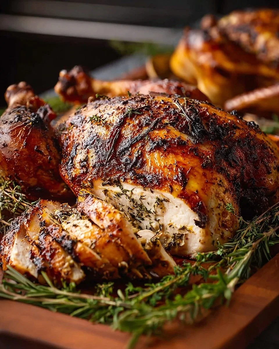 Spatchcocked Traeger Turkey on a grill, ready for roasting to perfection.