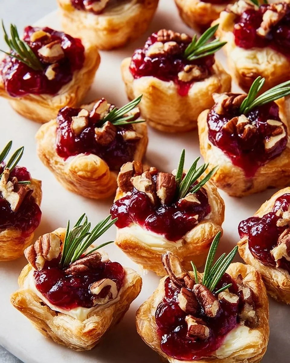 Delicious Cranberry Brie Bites served on a platter, perfect for appetizers.