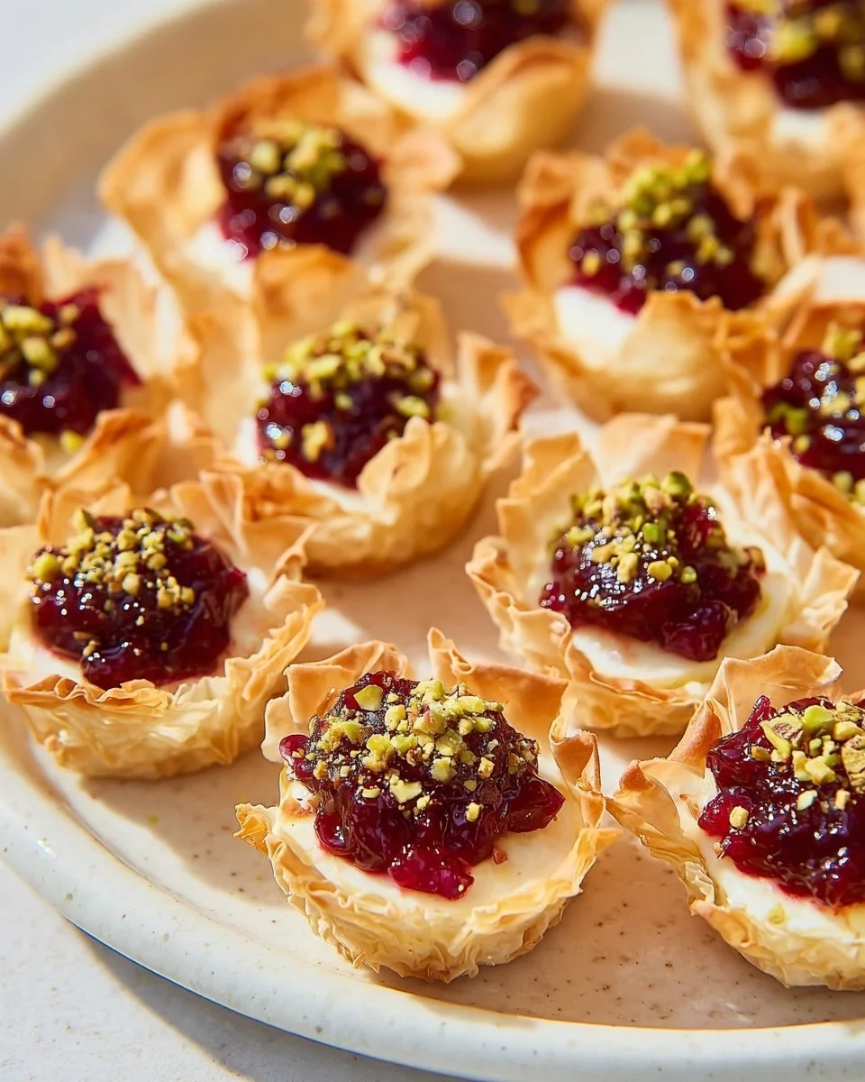 Cranberry Brie Bites on a platter, perfect appetizer for gatherings