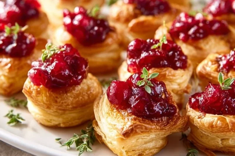 Cranberry Brie Puff Pastry Bites