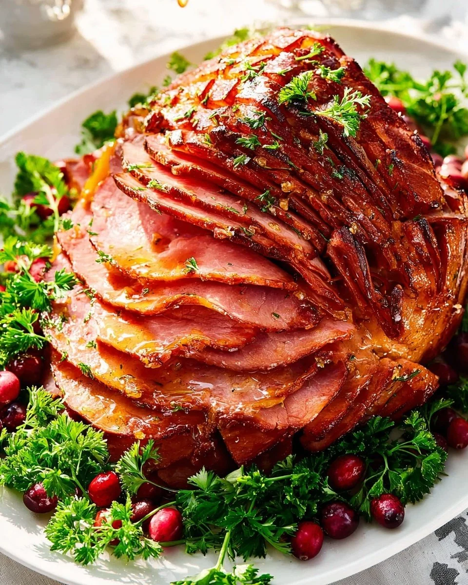 Crockpot Honey Mustard Glazed Ham with a delicious sticky glaze