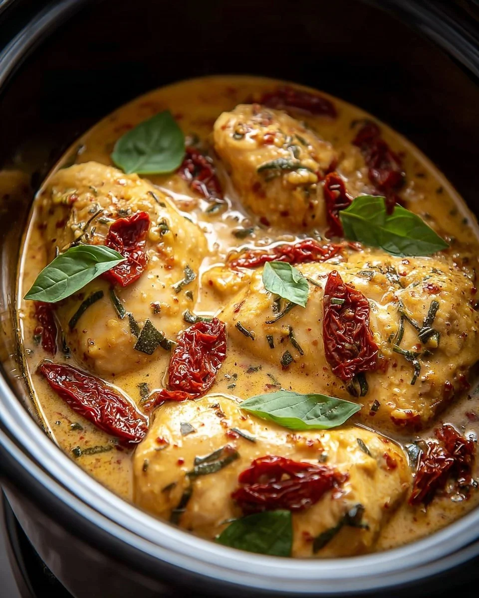 Crockpot Marry Me Chicken served with creamy sauce and fresh herbs.
