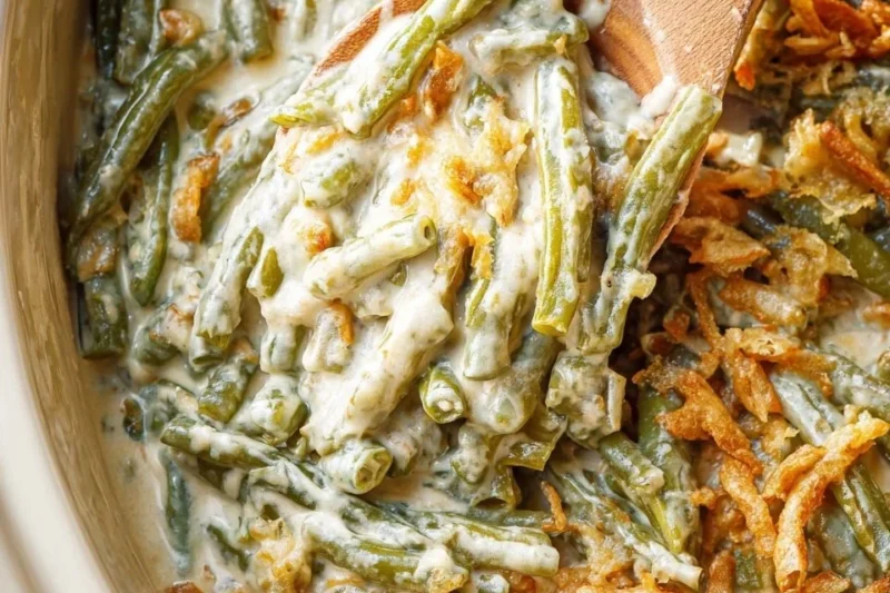 Easy Crockpot Green Bean Casserole – Cheesy Holiday Comfort