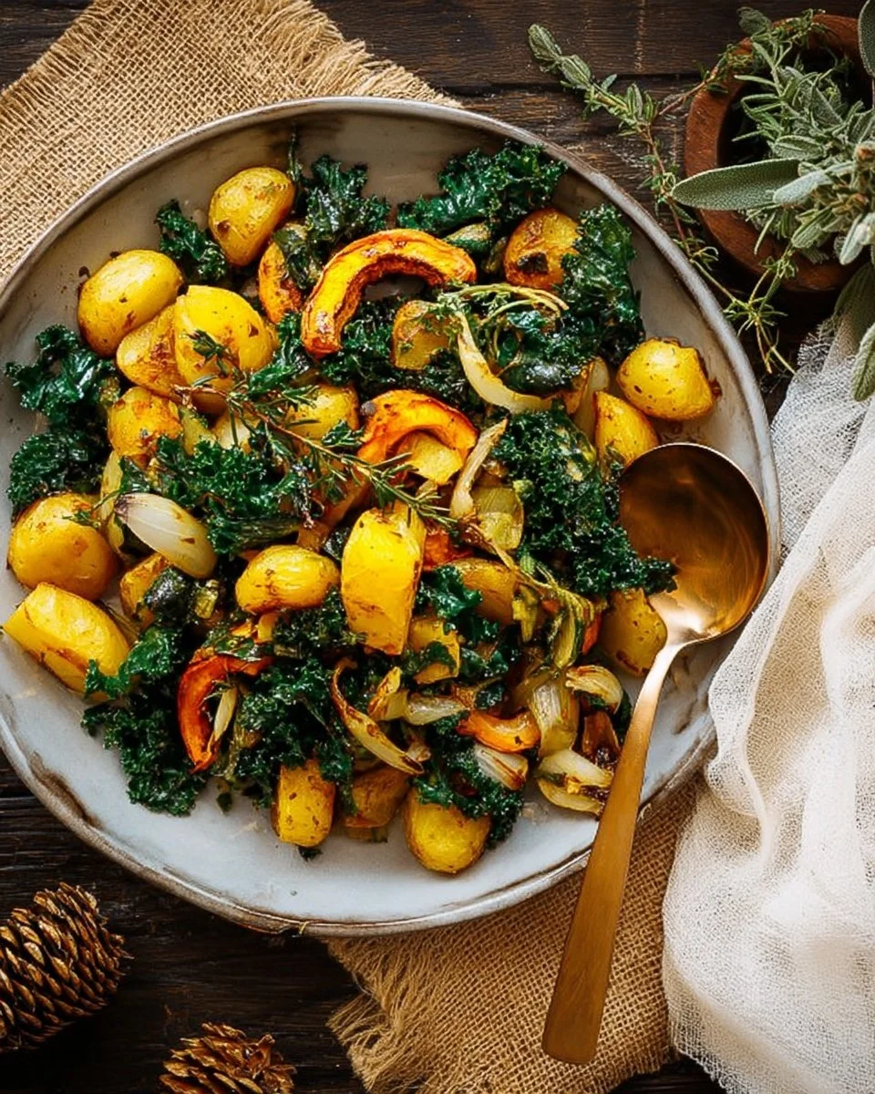 Maple and spice roasted winter vegetable salad with vibrant seasonal veggies