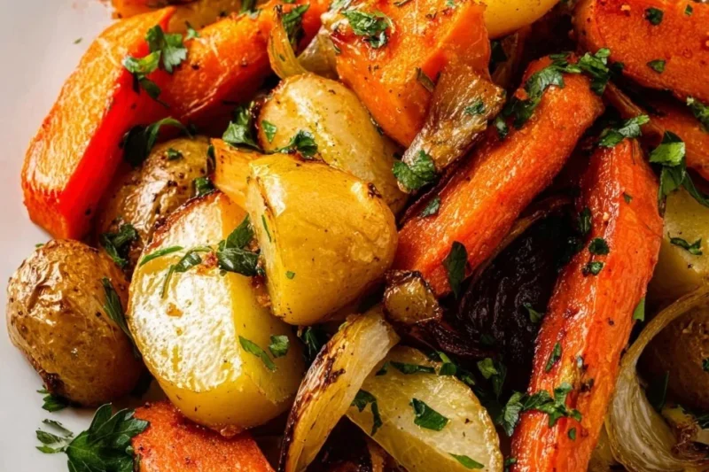 Oven-Roasted Sweet Potatoes with Parsnips and Carrots