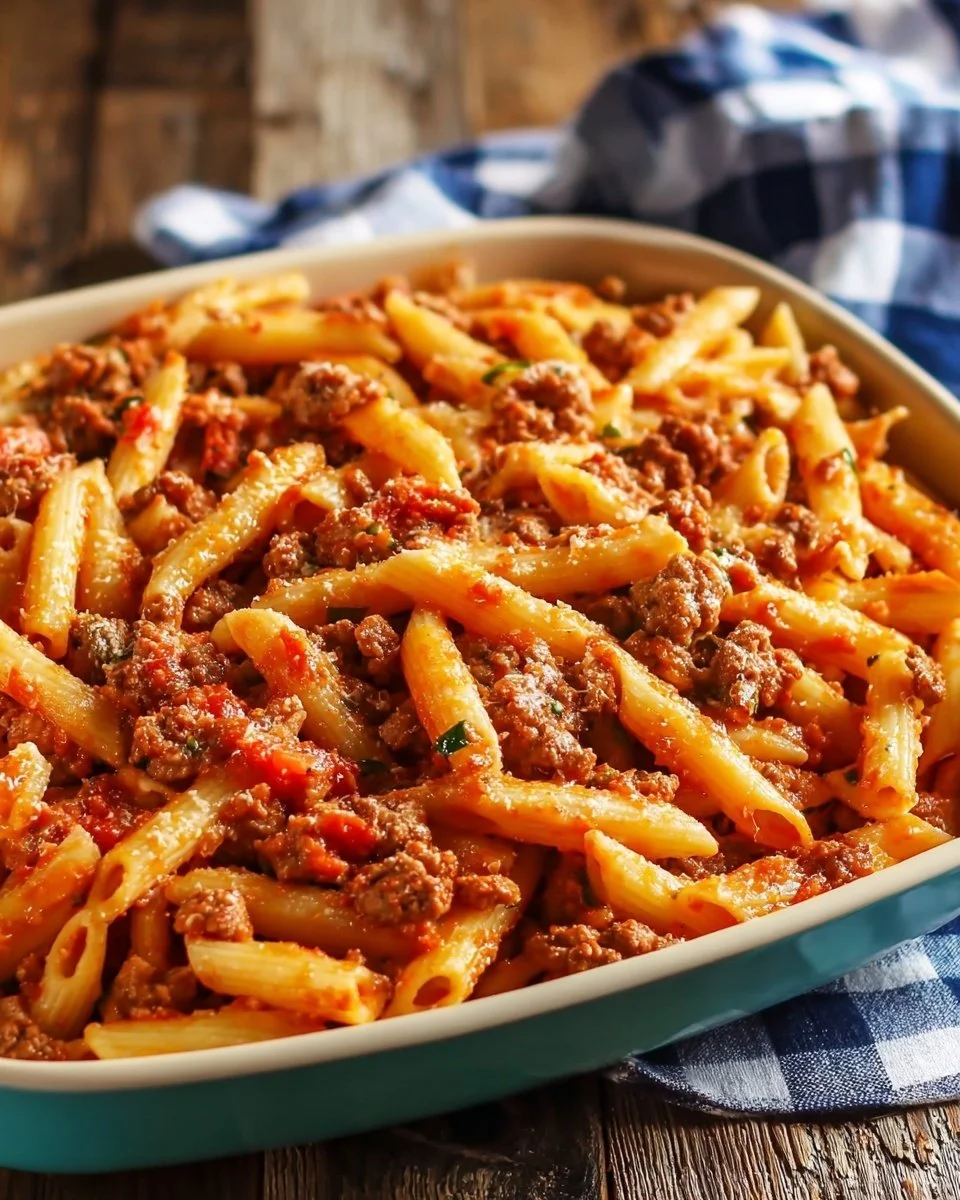 Delicious homemade Pasta Bake with cheese and vegetables in a casserole dish.