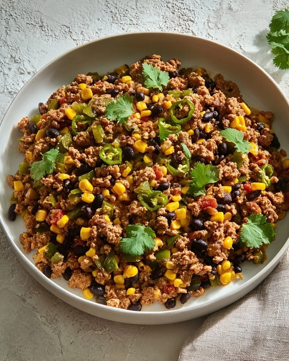 Delicious slow cooker Tex-Mex ground meat served in a bowl with toppings