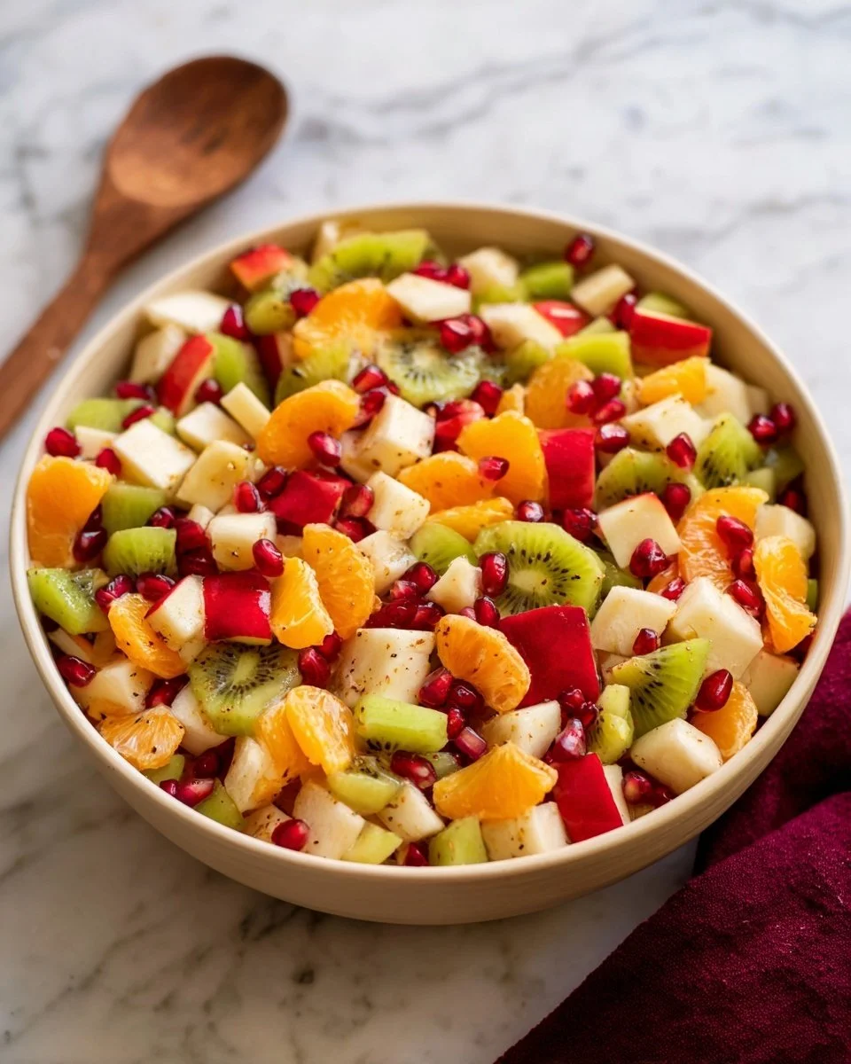Vibrant Winter Fruit Salad with seasonal fruits served in a bowl